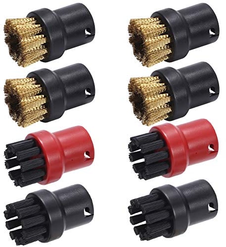 HONUTIGE 8pcs Nylon + Brass Wire Brush Nozzle for Kärcher Steam Cleaners, Nylon + Brass Wire Brush Tool Nozzles Replacement Spare parts Steamer
