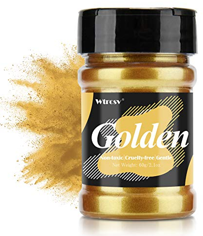 Epoxidharz Farbe metallic, Seifenfarbe, für die Seifenherstellung, Mica Powder, Epoxy Resin Farbe Farbpigmente Pigmentpulver Farben Pigment, Farbe für Epoxidharz, Lipgloss Farbe - 60g golden (Pulver)