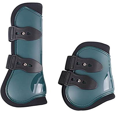 QHP Gamaschen-Set vorne und hinten 4er Set Polyurethan mit Neoprenfutter (Warmblut, dunkelgrün)