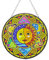 Atrapasoles de cristal con diseño de sol y luna | 150 mm de diámetro con cadena para colgar | Atrapador de color | Decoración de ventana | Perfecto para invernadero | Salas de estar | Jardín