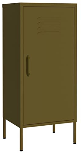 vidaXL Lagerschrank Sideboard Kommode Anrichte Stahlschrank Schrank Beistellschrank Mehrzweckschrank Bücherschrank Standschrank Olivgrün 42,5x35x101,5cm Stahl