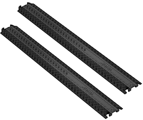 VEVOR Rampa de Protección de Cables 2 Piezas 100 x 13 x 2 cm Capacidad de Carga de 907 kg Pasacables de Suelo Robusta Canal de 4 x 1,3 cm para Hogar, Interior, Exterior, Oficina, Almacén, Escuela