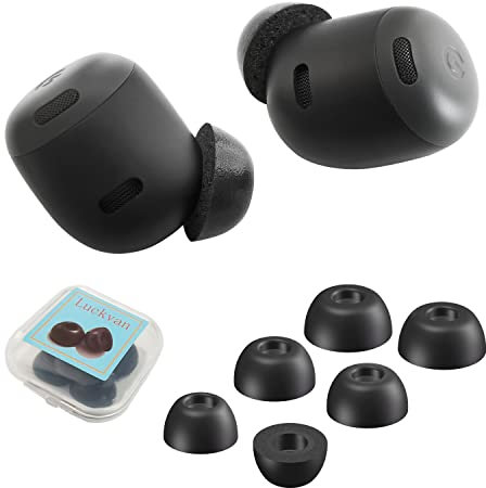 Luckvan Memory Foam Ear Tips for Google Pixel Buds Pro Tips Replacement for Google Earbuds Foam Tips Pixel Buds Pro fit in Charging Case 3 Pairs LMS