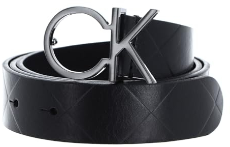 Calvin Klein Damen Gürtel Re-Lock Quilt Ck Logo Belt 30mm Ledergürtel, Schwarz (Ck Black), 95