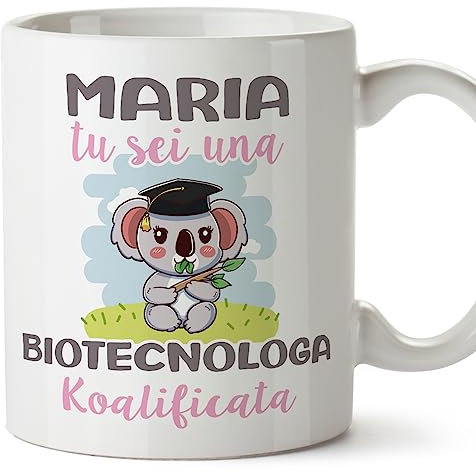 Mugffins Tazza Personalizzata in ceramica per BIOTECNOLOGA donna 11 oz / 350 ml - In italiano - Koalificati Personalizzati - Idea regalo per compleanno, anniversario, natale, laurea