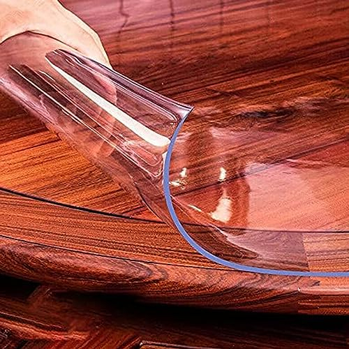 Mantel Transparente de Plástico de 2 mm PVC Impermeable,Protector de Mesa Redondo,Resistente al Aceite Oficina Escritorio Mesa Cristal Mantel Protector para Escritorio (130cm/50.7in,transparent)