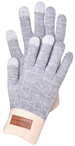 Warm Knitted Gloves for Men Women Gloves Lined Non-Slip Warm Ski Keep Touchs Gloves & Winter Screen Touchscreen Fleece Winter Sports Equipment CyB518 (Grey, One Size)