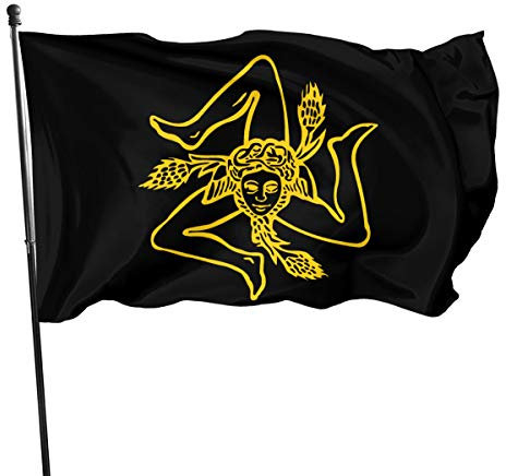 Drapeau De Jardin Drapeau De La Sicile, Drapeau De Pirate Double Couture Suspendus Fanion Personnalisé Bannière Pour Jardin Fête Intérieur 90X150cm
