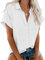 Friptspyg White Shirts for Women UK 100% Cotton Women's Blouses Shirts Button Down White Blouses for Women UK, White M