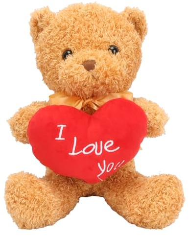 LOHAME Plüschbär mit Herz Rot Teddybär Kuscheltier Bär Kuschelbär mit Herz Liebesbär Stofftier Bär Liebesgeschenk für Freundin Partnerin Ehefrau Geburtstag Valentinstag Muttertag Jahrestag