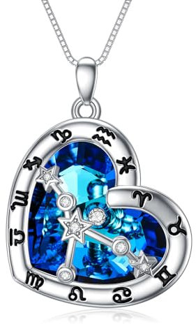 enjoylifecreative Damen Krebs Sternzeichen Halskette Sterlingsilber Cancer Sternbilder Stern Kristall Anhänger Kette Horoskop Astrologie Geburtstag Schmuck Geschenke für Frauen Mädchen