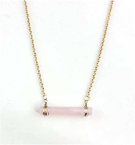 BIANMTSW Home Collections Minerals Stones Natural Stone Cylindrical Quartz Crystal Copper Wire Wound Manual Necklace Crystal Stones Decoration