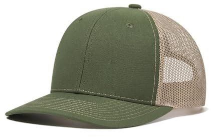 Truckercap Herren,Trucker Cap mit Mesh Netz,Meshcap größenverstellbar Baseball Cap,Sommer atmungsaktive Sun Cap,mit verstellbarem Schnallenverschluss für Draußen,Sport und Reisen,Dunkles Oliv+Khaki