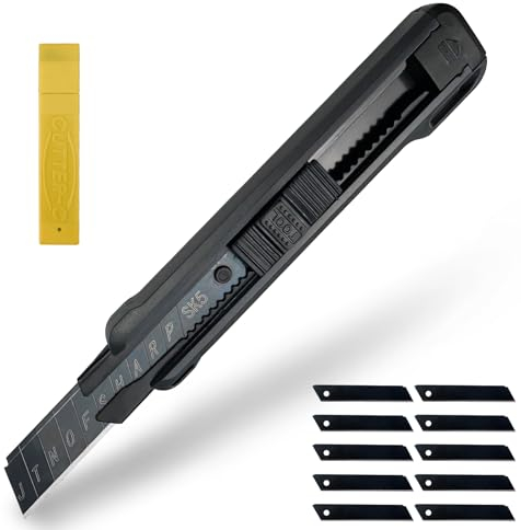 Ghazpmuk Cutter Professionale, Coltello Taglierino Con 10 Lame Sostituibili, Cutter Multiuso, Coltello Universale, Taglierino Di Precisione, Utility Knife, per Cartone Moquette e Bricolage