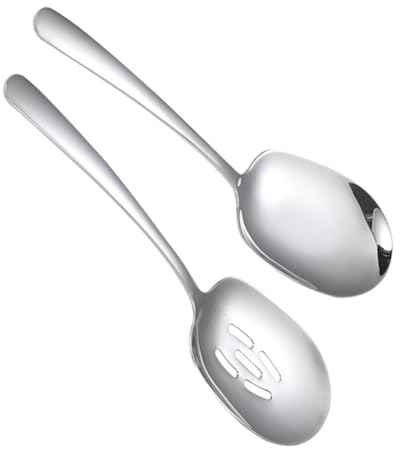 TOPBATHY 2 Piezas Cuchara para servir de acero inoxidable Cucharas pequeñas cuchara de punta plana cucharas soperas cucharas de sopa cucharas para servir comida occidental cucharas de arroz