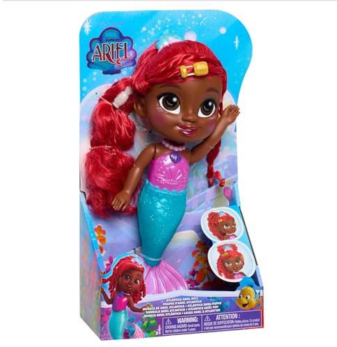 Just Play Disney Junior Atlantica Arielle-Puppe mit Zubehör, 5-teilig, 24 cm große Puppe mit rotem Haar, Kinderspielzeug ab 3 Jahren