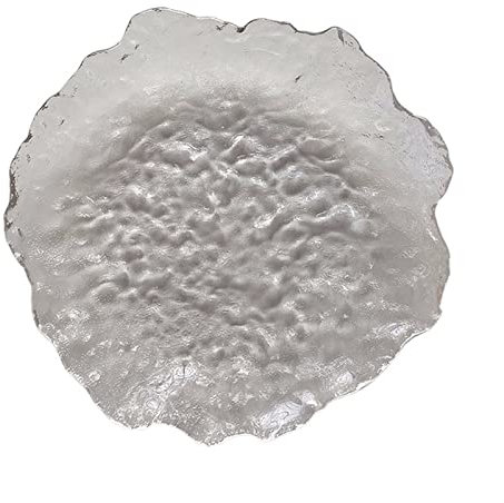 Zhaoj24-05 Modern Dinner Plates Vintage Dining Plate Glass Disc Home Restaurant Cafe Dessert Plate Salad Plate Irregular Flat Plate Fruit Plate Deep Plate Kitchen Service(Medium)