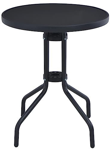 Hovothy Table à manger de jardin multifonctionnelle Table basse ronde Table à thé pour terrasse arrière-cour ou jardin pour manger en plein air Meuble de jardin Design élégant Noir 60 x 72 cm