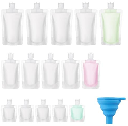 Zosenyer Kit Voyage Avion, 15 Pièces Contenant de Voyage 30ml/50ml/100ml, Étanches Bouteille Vide avec Entonnoirs, Petit Flacon Transparent pour Cosmétiques, Gel Douche, Lotion, Shampoing etc