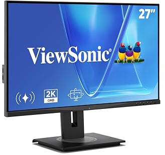 ViewSonic VG2748A-2K 27 Inch 1440p Monitor, IPS with Ambient Light Sensor and Privacy Alert for Smooth Home and Office Productivity, Advanced Ergonomics, HDMI, USB Hub, and DisplayPort Inputs