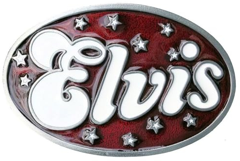 DRAGON DESIGNS TANSIDE LTD. Elvis Rock n Roll Gürtelschnalle oval mit Sternen in Geschenkbox