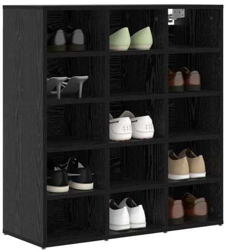 vidaXL Shoe Cabinet Black oak 77.5 x 30 x 83.5 cm Engineered wood, Ample Storage for Hallway, Rectangular Minimalist Shoe Cabinet, Stylish Organizer, Functional Home Entry Solution, Space Saver