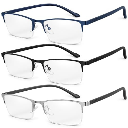 BUTBU Lot De 3 Lunettes De Lecture Unisexe, Anti-lumière Lunettes Lecteurs Légères Anti Rayures Souples, Confortables Pour Hommes Et Femmes, Différentes Dioptries Disponibles (force +1,5)