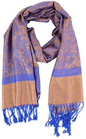 PASKMLNA Pashmina-Schal, Paisleymuster, Jacquard, Stola, Blaugold, Large