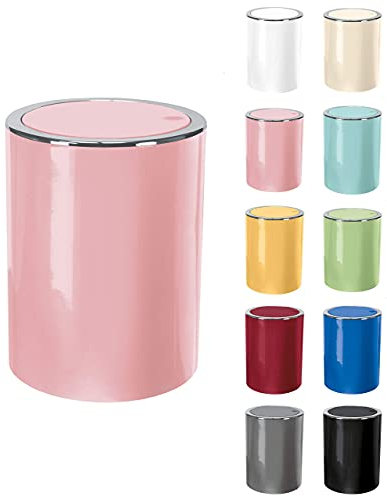 KW Clappe 5Ltr Plastic Swing Bathroom/Kitchen/Small Waste/Office Bin (Soft Pink)