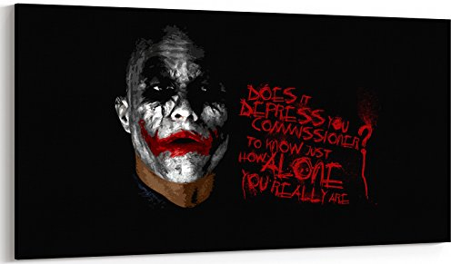 Leinwanddruck, Motiv Batman Joker Heath Ledger, Panorama, 2 Größen zur Auswahl, fertig zum Aufhängen, tolle Qualität, 61 x 140 cm
