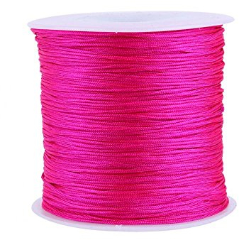 GLOGLOW 20 Farben 100 m x 0,8 mm Rattail Satin Nylon Trim Kordel Chinesischer Knoten für Halskette Armband Aufreihmaterialien Rosarot