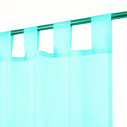 Megachest Lucy gewebter Voile-Vorhang, 2 Stoffbahnen mit Bändern (28 Farben) (Meeresschaumgrün, 142 cm breit x 91,5 cm lang)