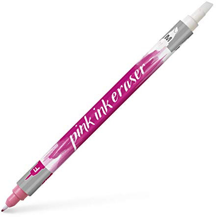 Faber-Castell 185570 - Tintenlöscher mit Keilspitze, M, mit pinker Feinlinerspitze zum Korrigieren, 1 Stück