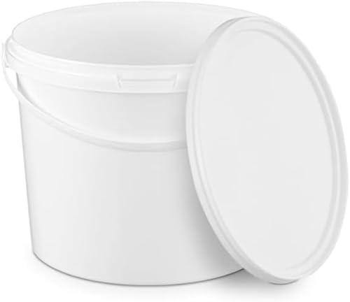 BenBow Seau avec Couvercle 3l Blanc - Convient pour Aliments, Stable, étanche à l'air, Anti-Fuite, inodore - récipient de Conservation en Plastique, avec poignée - Vide, 100x 3 litres