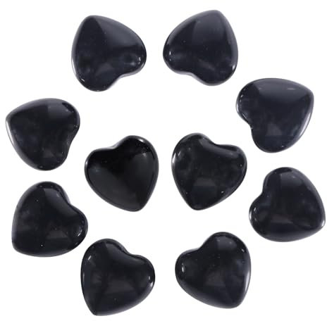 Nupuyai 10Stk Obsidian Herzen Handschmeichler Edelsteine Herzsteine Deko
