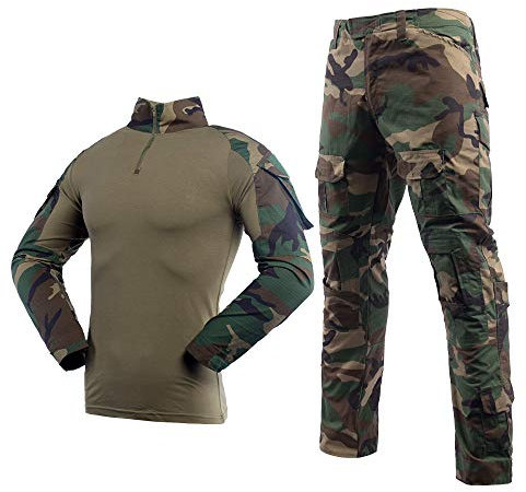LANBAOSI Treillis Militaire Homme Chemise de Manches Longues et Camouflage Pantalon Costume Uniforme pour Paintball Chasse Tir BDU