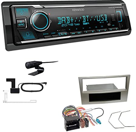 Kenwood KMM-BT508DAB 1-DIN Digital Media Receiver Autoradio DAB+ Bluetooth Amazon Alexa Einbauset passend für Opel Astra H Twin Top 2006-2010 Satin Stone