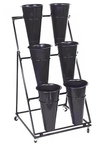 Blumenständer Pflanzentreppe Blumentreppe Rollender Blumenständer 16 12 9 6 4 Eimer, Blumenständer Aus Schmiedeeisen Für Floristen Und Hochzeiten, Gartenwagen Für Frische Blumen ( Color : Black , Size