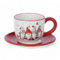 MIK funshopping Tasse de Noël | Tasse en céramique de qualité supérieure avec design de Noël | Idéal pour les boissons chaudes et froides | Lutin rouge 250 ml avec soucoupe