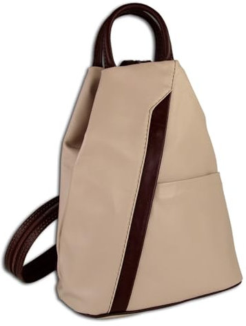 Toscanto Damen Cityrucksack Schultertasche Leder Rucksack rosa braun OTT604RA Leder Schultertasche