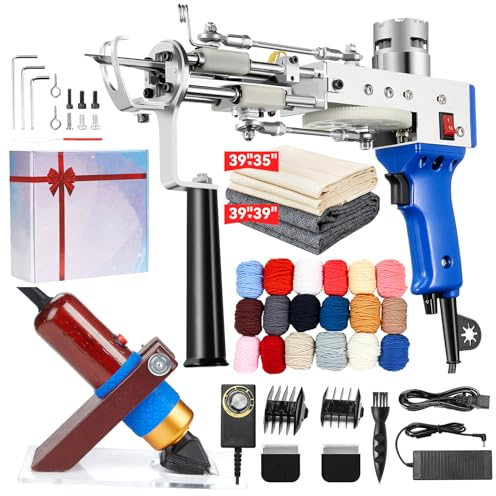 BESGEER Rug Tufting Gun Set with Trimmer, Tufting Machine Cut Pile and Loop Pile Start Kit, Pistolet Tufting,Pistolet Touffeter, Kit Pistolet à Touffeter avec Tondeuse