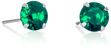 namana grüne Ohrstecker aus 925er Sterling Silber für Damen und Teenager-Mädchen, zierliche runde Solitär-Ohrringe für Frauen, schlichte Silber Ohrringe mit 6 mm großen grünen runden Steinen