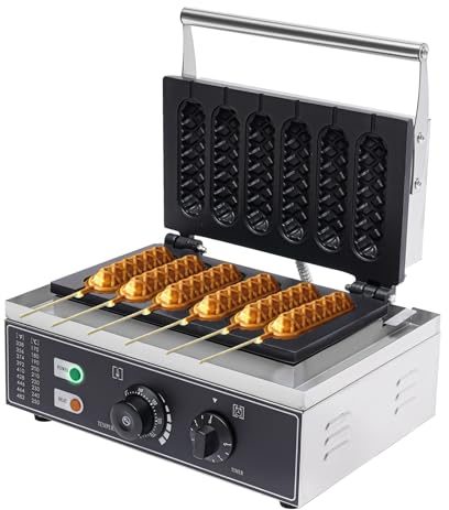 Gaufrier avec manche 1500 W - En acier inoxydable - Professionnel - Sur manche - Appareil à hot dog - Pour gaufres sur le manche