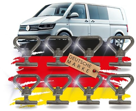 TronicXL 8 Zurrösen Ladungssicherung Ösen kompatibel mit VW Bulli Bus T5 T6 T6.1 Multivan Schrauben Führungsschiene Schienenlast Sicherungsschrauben Transporter California Schrauben Zubehör