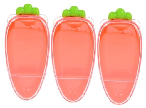 TOPBATHY 3pcs Box Crisper Bento Snack Boxes Carrot Shape Food Container Fridge Containers Portable Snack Container Gadget Freezer Bins With Lids 2 Compartment Snack Containers Orange Abs