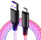 RGB Led 6A USB C Cable Light Up Charger Cable Flowing LED Lights Charging Cable Car USB Cord for Galaxy S25/S25 Ultra/S24/S24 Ultra, 66W Fast Charging,1M/3.3Ft