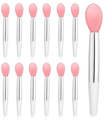ZEYIYER 12 Pcs Silicone Lip Applicator, Lip Mask Applicator, Silicone Lips Spatula Brush, Lips Balm Applicators for Beauty, Makeup, Lipstick, Eyeshadow