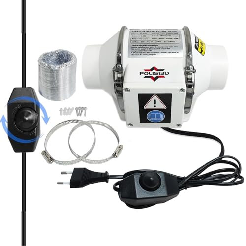 Leistungsstarker 3inch 75mm Inline Kanalventilator, AC Entlüftungsgebläse Abluftventilator, einstellbar Luftstrom, geräuscharm für 3D Drucker gehäuse, Bad,WC,Küche,Gewächshaus,Zelt,Garage