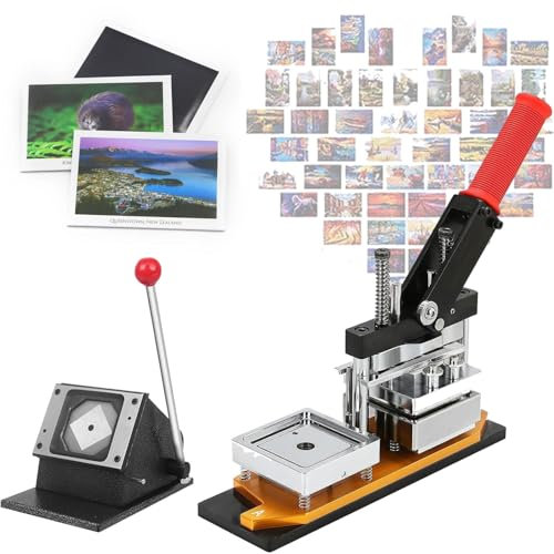 WANGYYDS Magnet Making Machine, 53 * 80mm/2.1 * 3.2in Fridge Magnet Maker Machine with 1000 Pieces of Consumables, Button Badge Maker Machine, Photo Magnet Maker,Maker+Knife+(Acrylic+Magnet)*1000