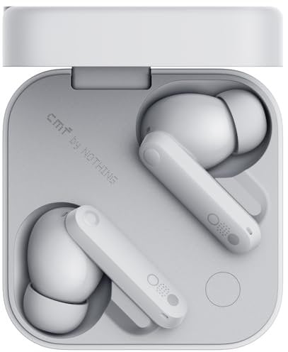 CMF by Nothing Buds Pro 2 Auricolari wireless con Audio HiFi, Cancellazione attiva del rumore ibrida da 50dB, 6 microfoni HD e Effetto audio spaziale, 2025 - Grigio Chiaro